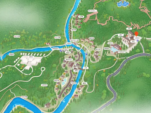 蓝田结合景区手绘地图智慧导览和720全景技术，可以让景区更加“动”起来，为游客提供更加身临其境的导览体验。